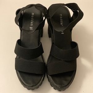 Madden Girl Black Lug Sole Sandals